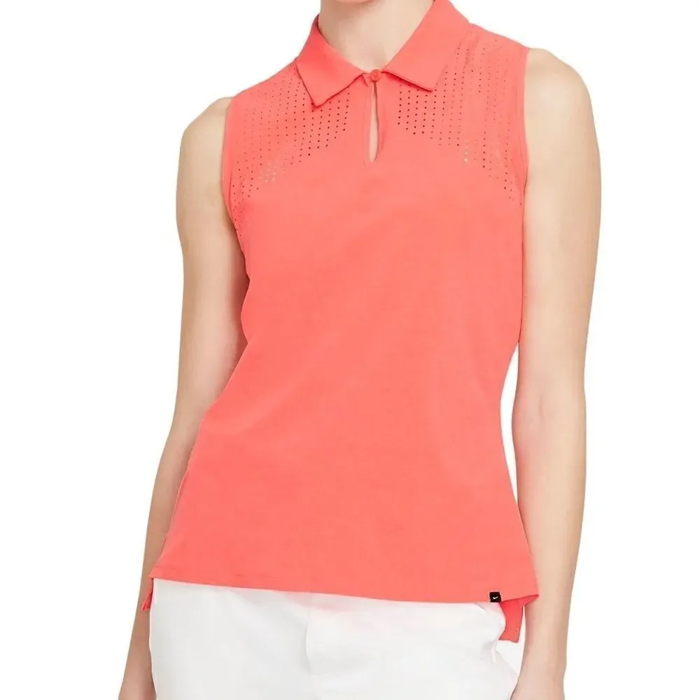 Nike women’s sleeveless orange standard fit golf shirt